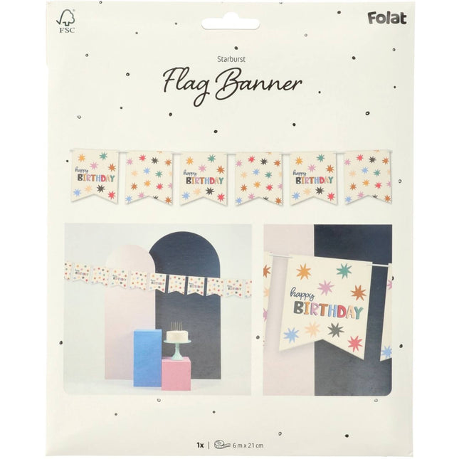 Happy Birthday Girlande Färgad 6m