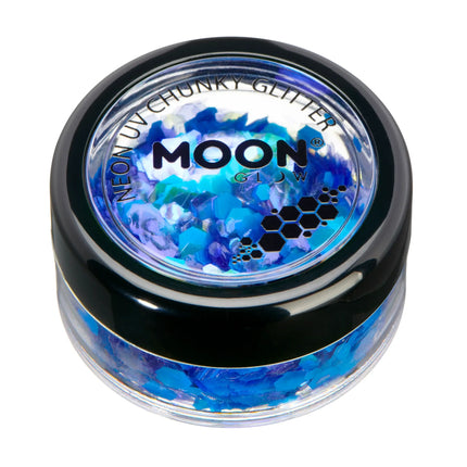 Moon Glow Neon UV Chunky Glitter Blå 3g