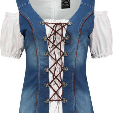 Vit Blå Blus Ladies Trachtenmieder