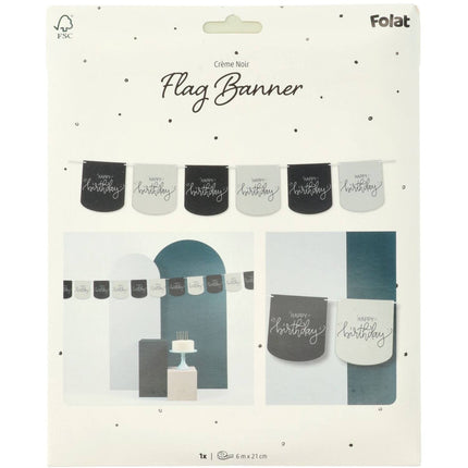 Happy Birthday Girlande Svart 6m