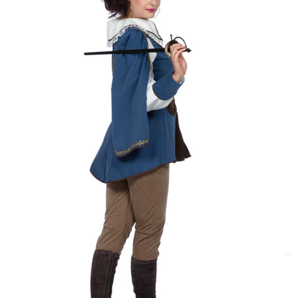 Musketör Kostym Brun Blå Dam