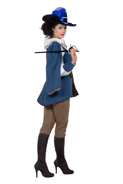 Musketör Kostym Brun Blå Dam