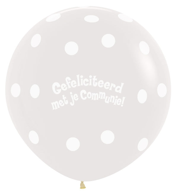 Ballonger Kommunion Polka Dots Crystal Clear 91cm 2st