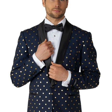 Mörkblå Guld Prickig Smoking Herr <tc>OppoSuits</tc>