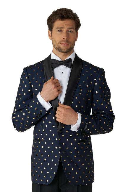 Mörkblå Guld Prickig Smoking Herr <tc>OppoSuits</tc>