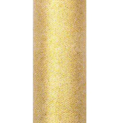 Gyllene tyllrulle Glitter 15cm 9m