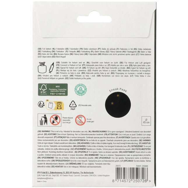 40 år Heliumballong Svart Guld Tom 45cm