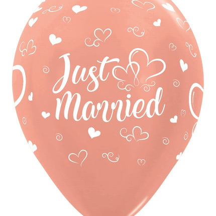 Ballonger Just Married Hearts Metallic Roséguld 30cm 25st