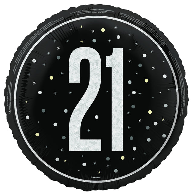 21 år Heliumballong Svart Tom 45cm