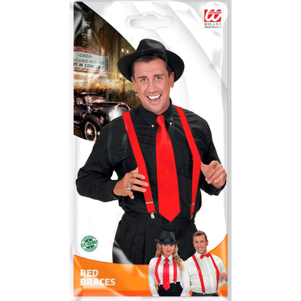 Hängslen, röd silver