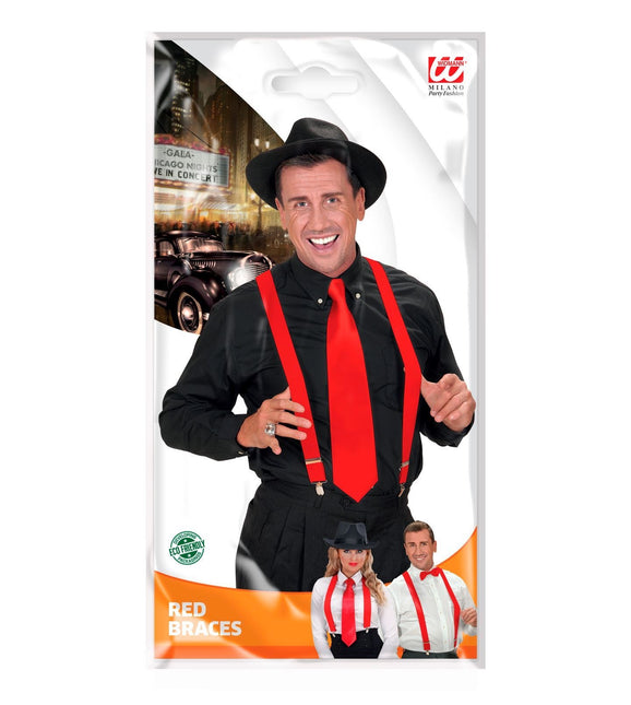 Hängslen, röd silver