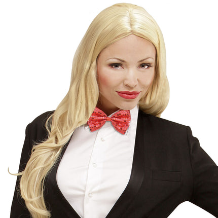 Röd rosett paljetter