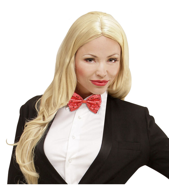 Röd rosett paljetter