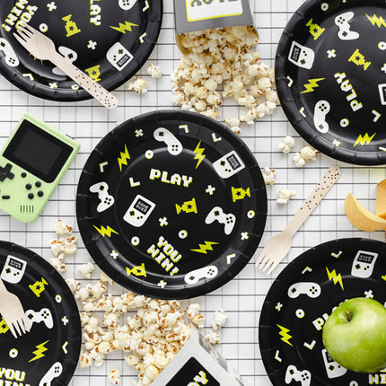 Spel Party Tallrikar Svart Gul 23cm 6st