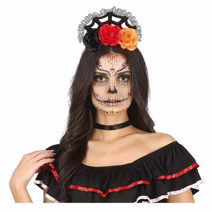 Orange Rött Hårband Med Slöja