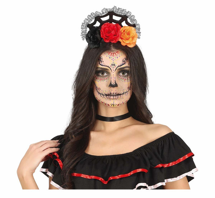 Orange Rött Hårband Med Slöja