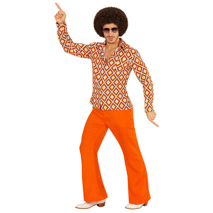 Disco 70S Blus Orange Rutmönstrad för män