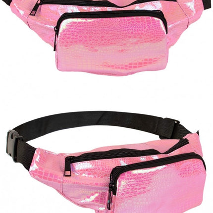 Hip bag orm läder tryck rosa