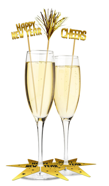 Glasmarkörer Happy New Year 12 stycken