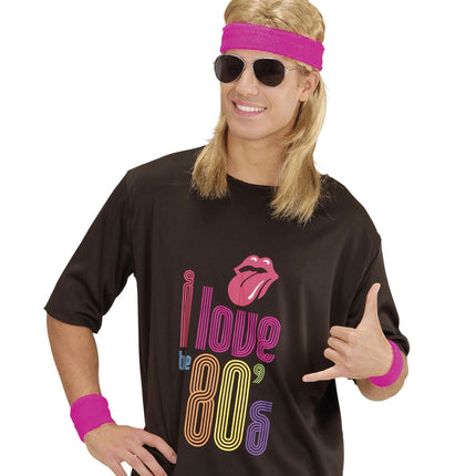 Neonrosa svettband 2 delar