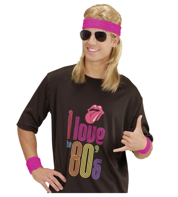 Neonrosa svettband 2 delar