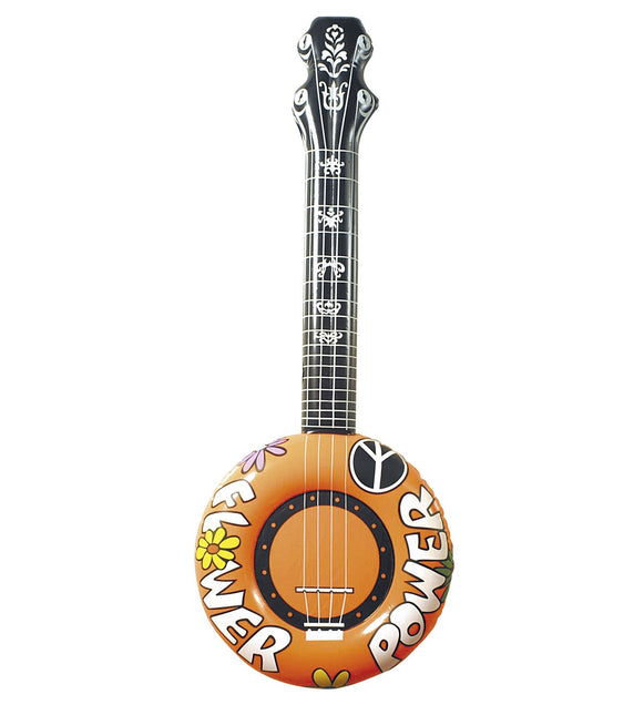 Hippie 60S Fake Banjo Orange Uppblåsbar 1m