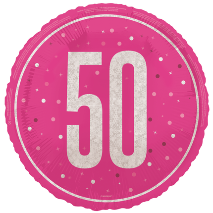 50 år Heliumballong Rosa Tom 45cm