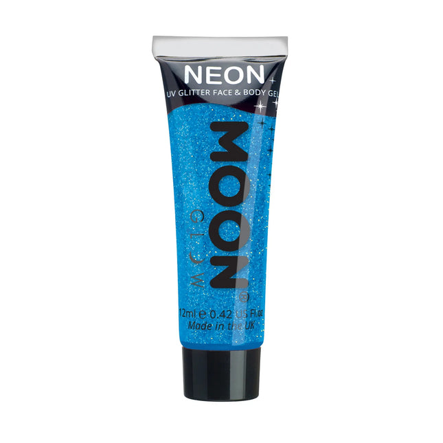 Moon Glow Neon UV Fine Glitter Gel Blå 12ml