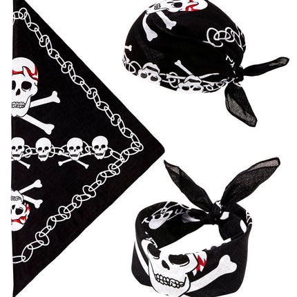 Svartvit piratbandana