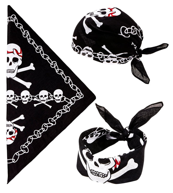 Svartvit piratbandana