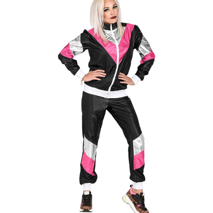 Neon 80S träningsoverall felaktig svart läderlook