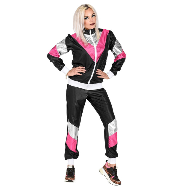 Neon 80S träningsoverall felaktig svart läderlook