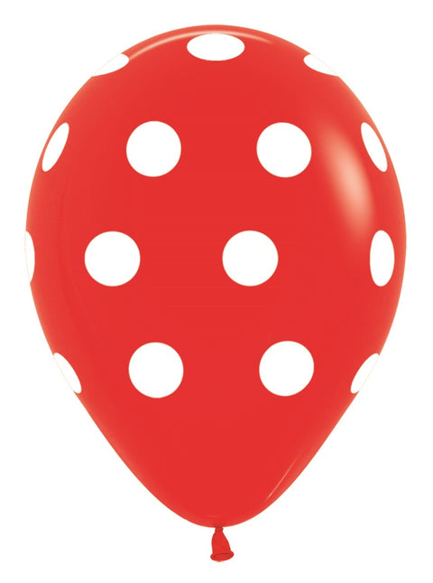 Ballonger Vit Polka Dots Mix 30cm 25st