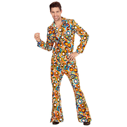 Disco 70S Kostym Färgade Män Cirklar