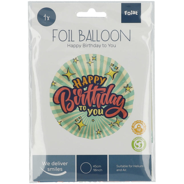 Heliumballong Happy Birthday Retro Stjärnor Tom 45cm
