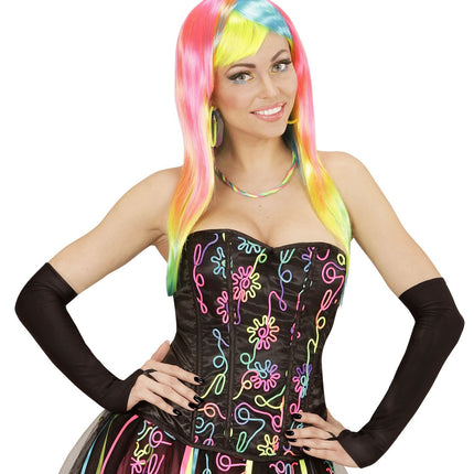 Svarta handskar Fingerlösa Satin