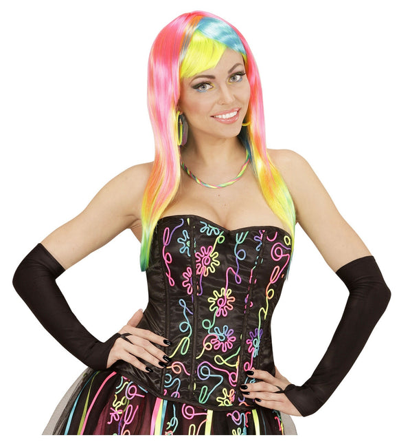 Svarta handskar Fingerlösa Satin