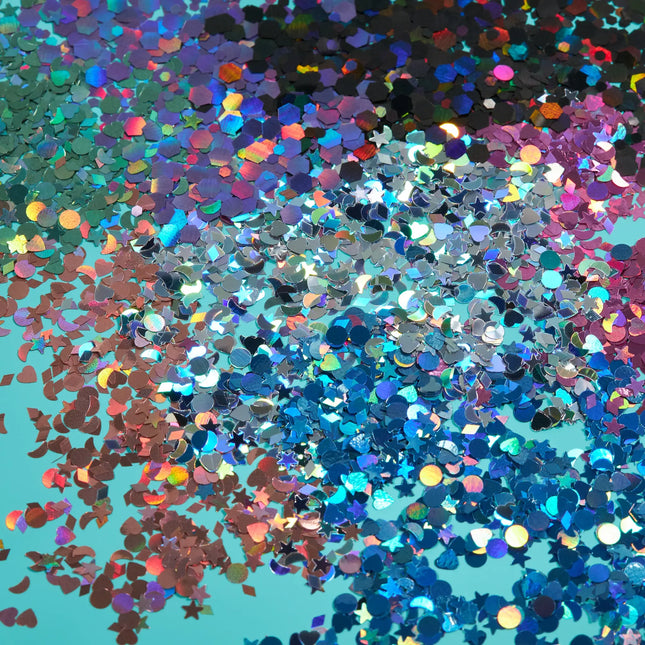 Moon Glitter Holographic Glitter Shapes Silver 3g