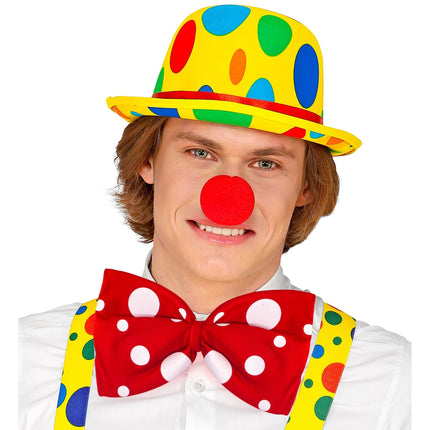 Clown med röd rosett