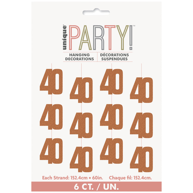 40 År Hängande Dekoration Roséguld 1,52m