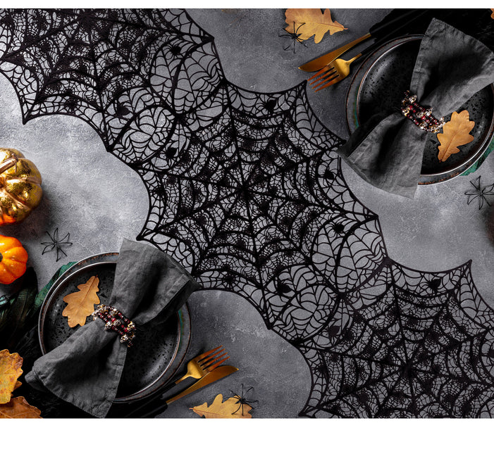 Halloween bordslöpare Spindelväv 1.36m
