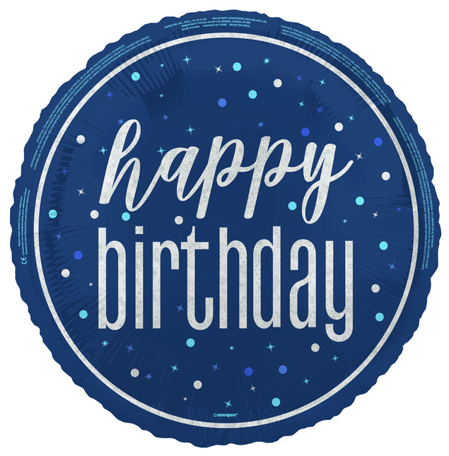 Happy Birthday Heliumballong Blå Tom 45cm