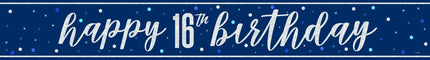 Happy Birthday-banner blå 16 år 2,74 m