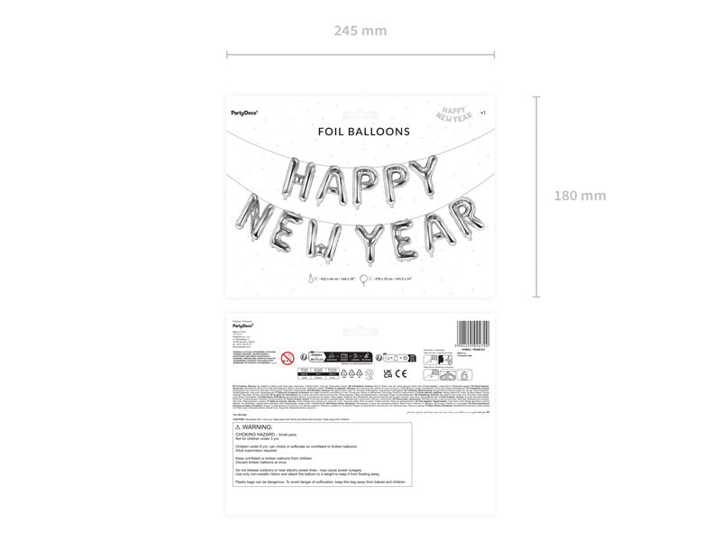 Silver Ballonger Set Happy New Year Tom
