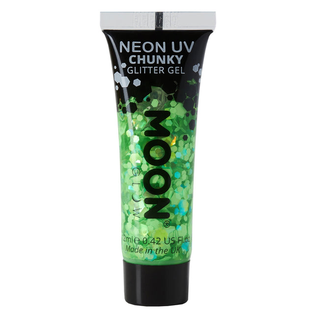 Moon Glow Neon UV Chunky Glitter Gel Grön 12ml