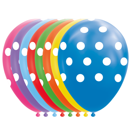Färgade ballonger Prickar 30,5cm 8st