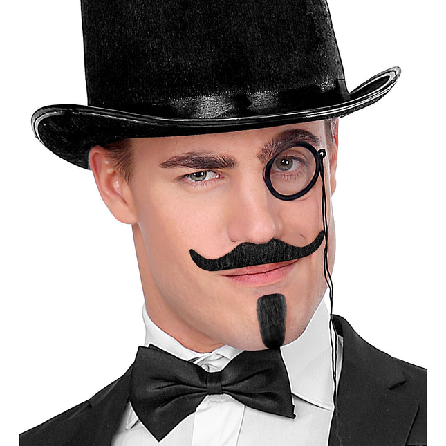 Svart falsk mustasch och bockskägg