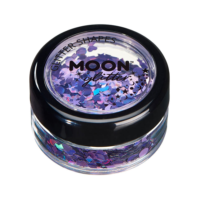Moon Glitter Holografisk Glitter Shapes Lila 3g