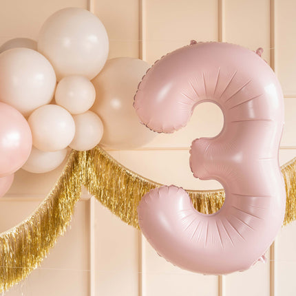 3 års figurballong ljusrosa tom 72 cm