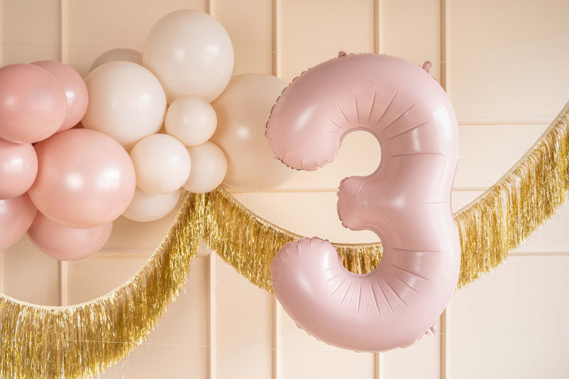 3 års figurballong ljusrosa tom 72 cm